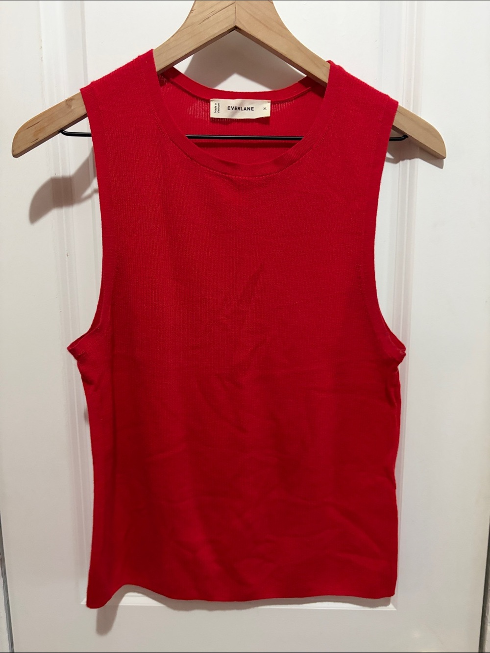 Everlane The Tank in Ultra Fine Merino, Red